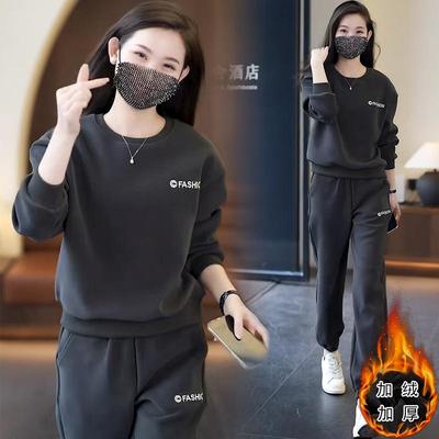 2025新款休闲运动套装女秋冬时尚洋气加绒加厚减龄炸街卫衣两件套