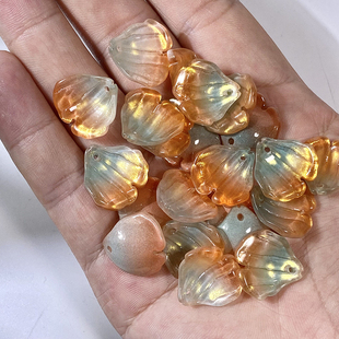 50颗17mm琉璃木芙蓉花瓣树叶子diy手工制作汉服头饰古风发簪材料