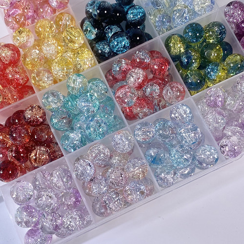 50颗冰透琉璃爆花珠diy手工材料