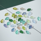 50颗7x11mm琉璃小叶子横孔玻璃树叶diy手工串珠隔珠古风发簪材料