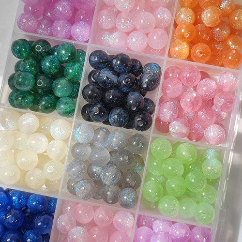 星空人鱼姬细闪树脂圆珠diy材料