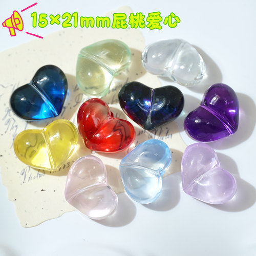 15x21mm琉璃爱心仿水晶屁桃爱心