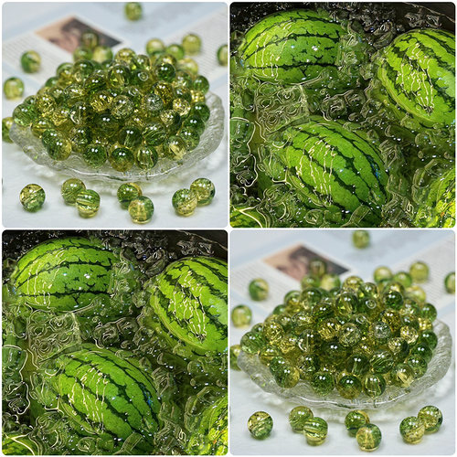 10mm冰裂感琉璃圆珠仿水晶散珠子
