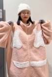 EY101冬季新款港风潮女炸街加厚羊羔毛笑脸刺绣衣服外套P105，女装棉衣/棉服，电商C306-1