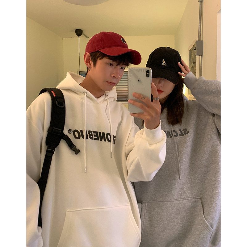 EQ94情侣装秋装2024新款字母发泡印花连帽卫衣外套男学院风P63，男装卫衣，电商C306-1