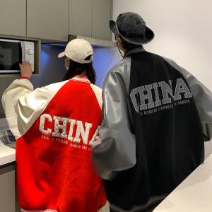EQ106 情侣装红棒球服外套男呢料刺绣秋装夹克2024新款 P115图片