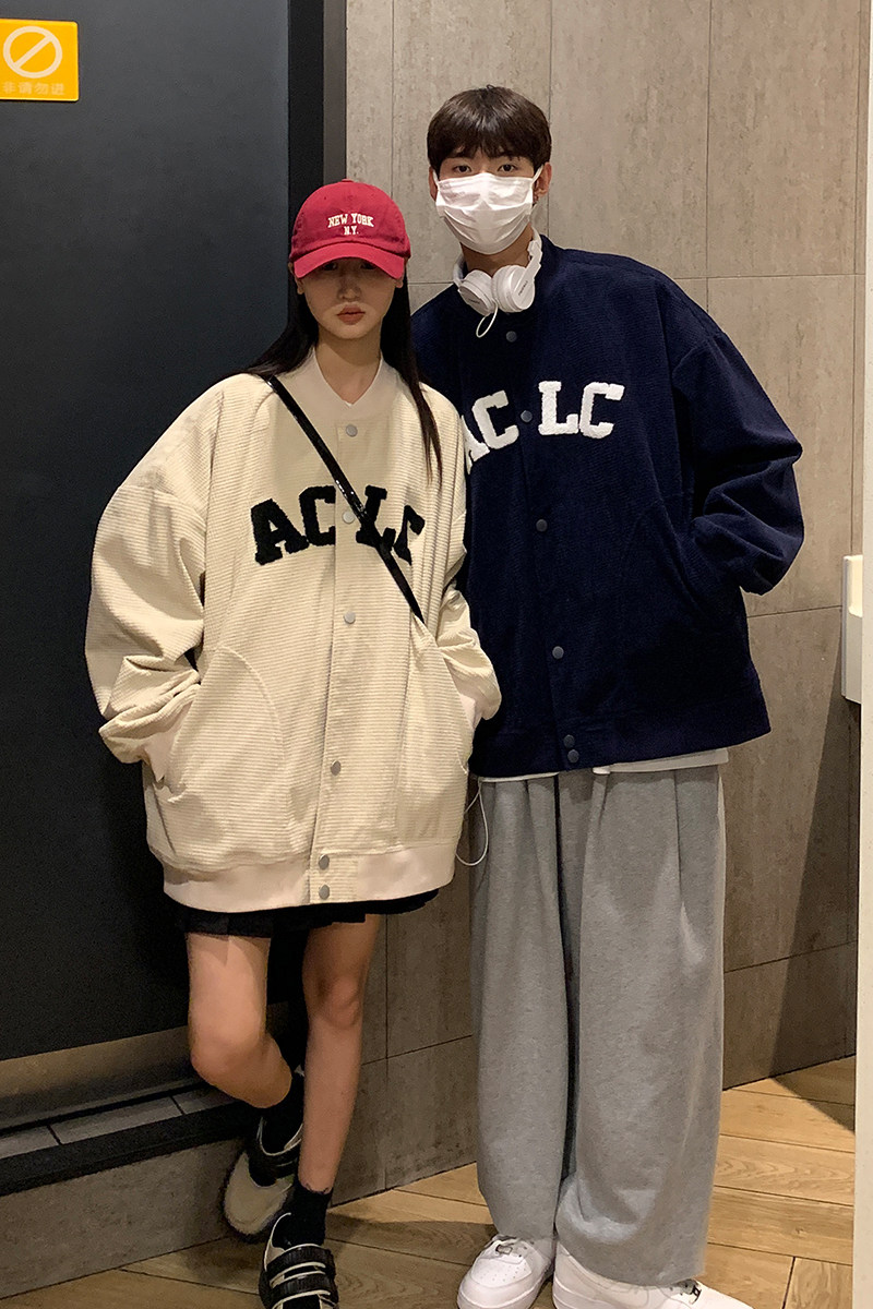 EQ81情侣装外套玉米粒棒球服夹克男2024新款秋装学院风P88,男装夹克,电商C306-1