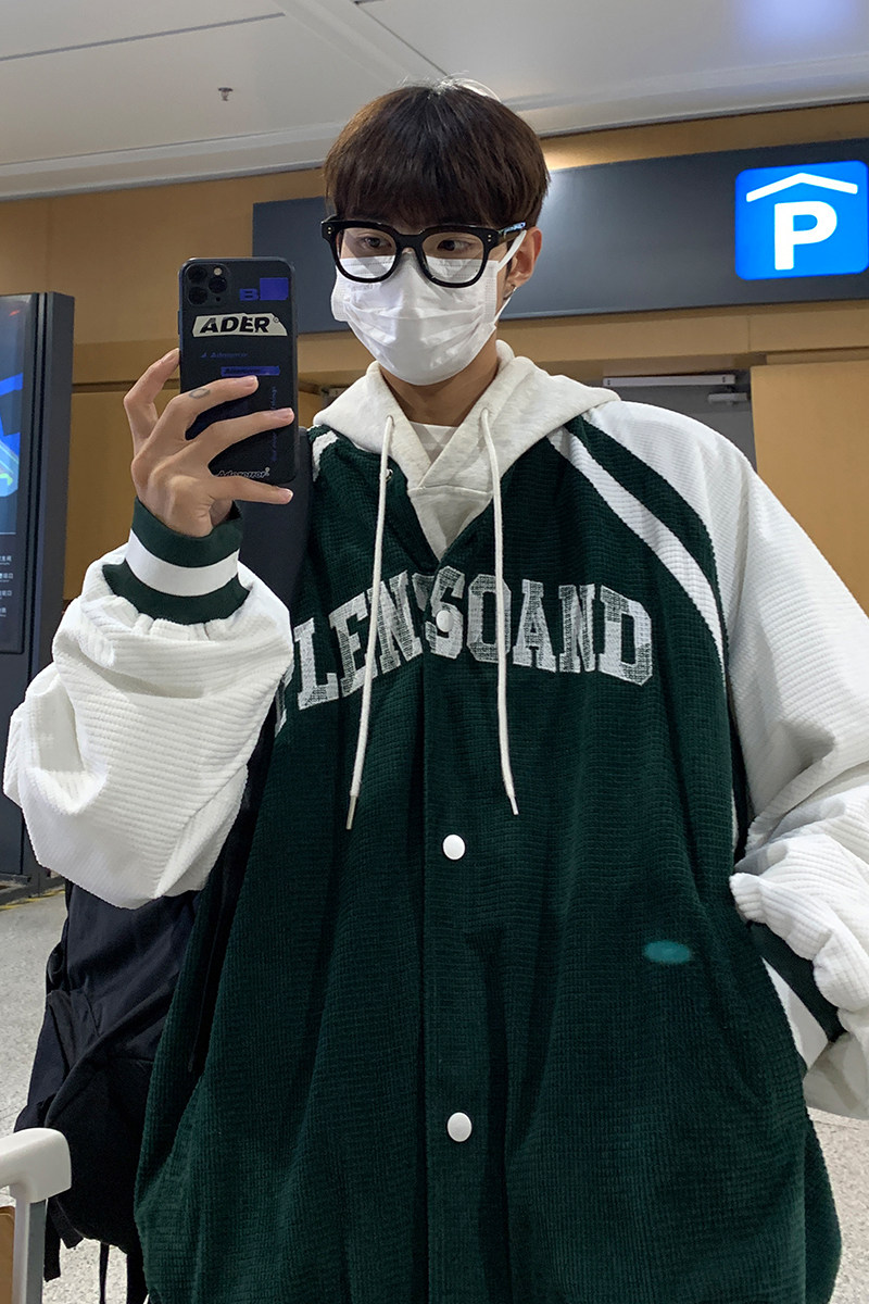 EQ83镂空绣花玉米粒拼色外套男秋装夹克2024新款棒球服学院风P93,男装夹克,电商C306-1