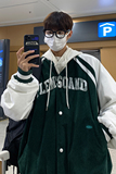 EQ83镂空绣花玉米粒拼色外套男秋装夹克2024新款棒球服学院风P93，男装夹克，电商C306-1