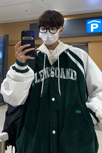 EQ83 镂空绣花玉米粒拼色外套男秋装夹克2024新款棒球服学院风P93图片