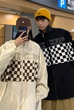 EQ93情侣装秋装棋盘格夹克外套2024新款学院风潮流INS女装P108，女装短外套，电商C306-1