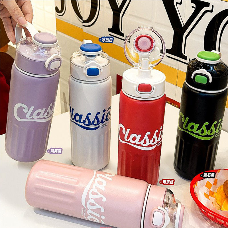 保温杯大容量800ml运动水杯男女生学生304不锈钢杯子吸管水杯户外