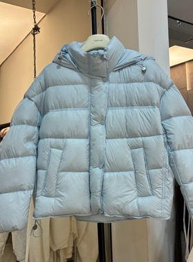 欧货泡芙连帽90白鸭绒面包服外套女2025冬季新款宽松小个子羽绒服