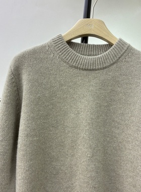 欧货2025冬百搭圆领长袖全羊毛针织衫女宽松显瘦短款打底毛衣1226