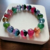 东海水晶天然西瓜碧玺单圈手链一物一图正品 碧玺手串老矿料旺夫石