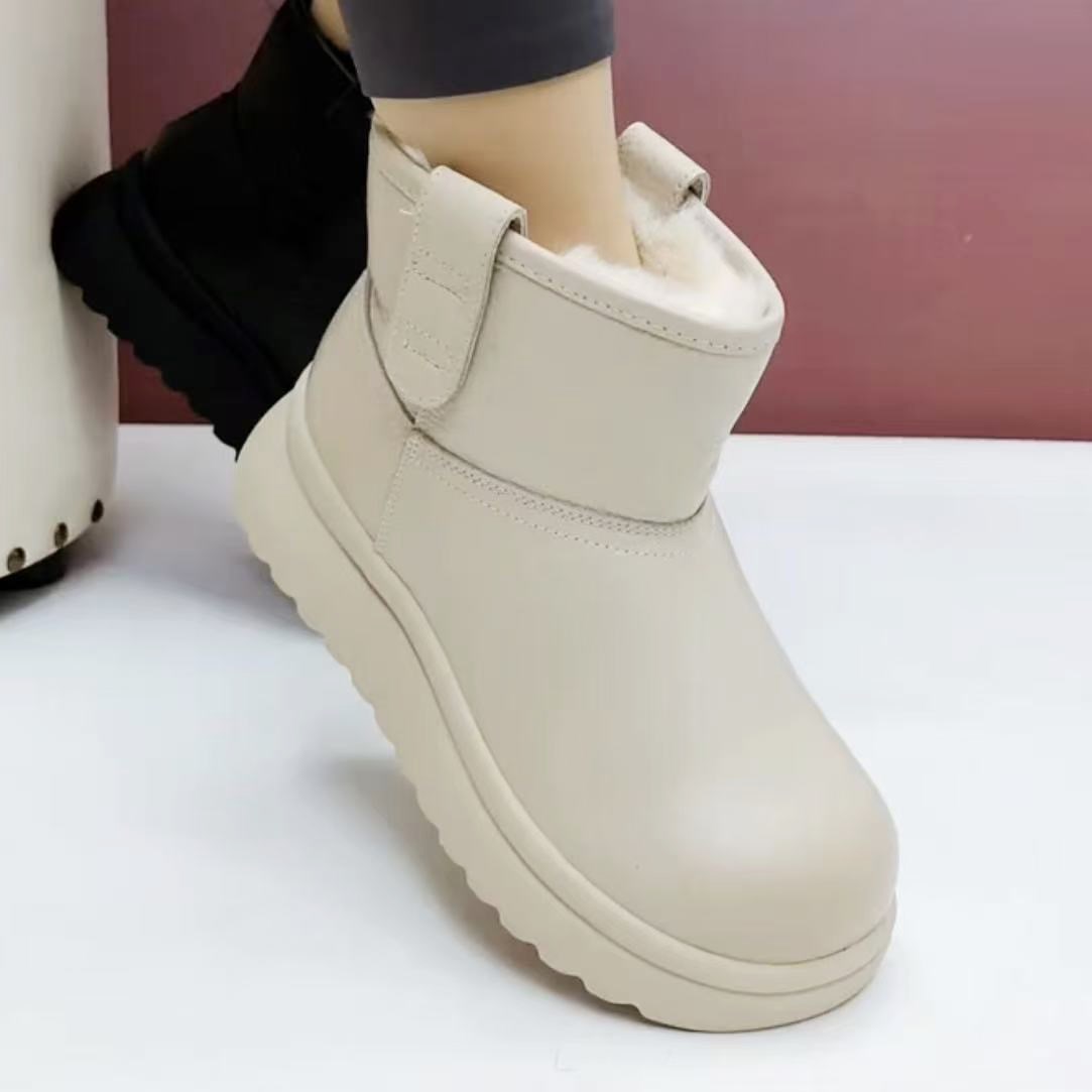 厚底雪地靴真牛皮大棉鞋女冬外穿