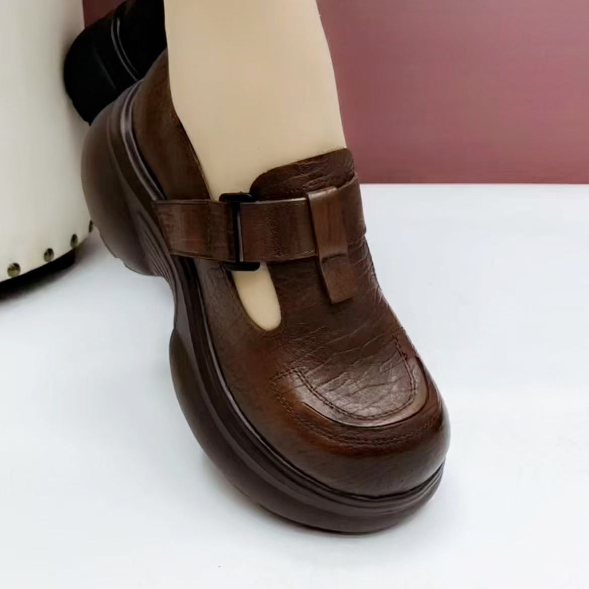 松糕厚底真皮乐福鞋女2025新款头层牛皮单鞋轻便增高英伦风小皮鞋,女鞋,乐福鞋（豆豆鞋）,淘宝优惠券,粉丝福利购,淘宝优惠卷