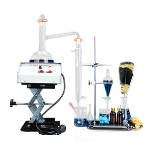 蒸馏装置电加热全玻璃水蒸气纯露蒸馏精油蒸馏萃取装置全套化学实验室酒精圆底蒸馏烧瓶冷凝器冷凝管家用小型