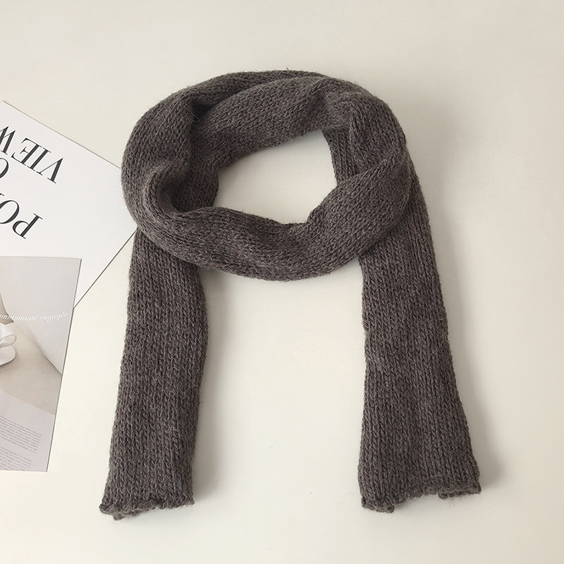 韩版纯色文艺百搭长款围巾女韩国学生羊毛混纺针织保暖围脖秋冬季