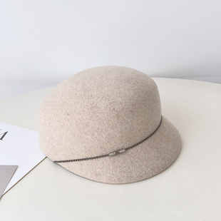 澳洲羊毛呢马术帽子女款秋冬季复古鸭舌帽冬天时尚骑士帽毡帽英伦