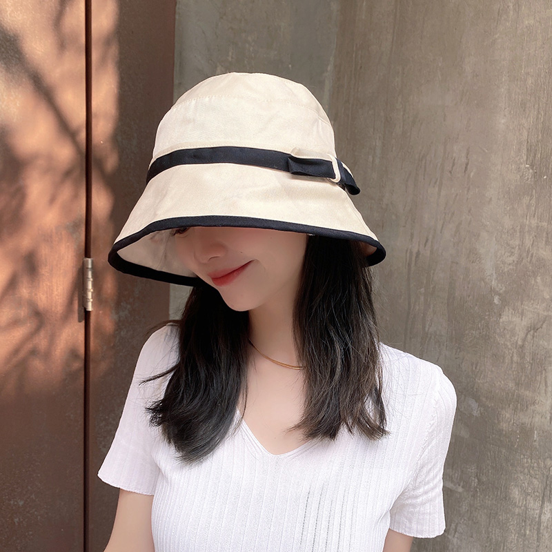 日系蝴蝶结大码渔夫帽女全棉盆帽