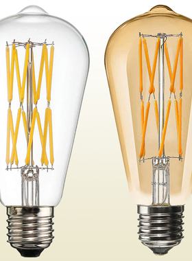 LED灯丝灯泡爱迪生复古怀旧E27仿钨丝暖黄暖白光透明茶色创意ST64