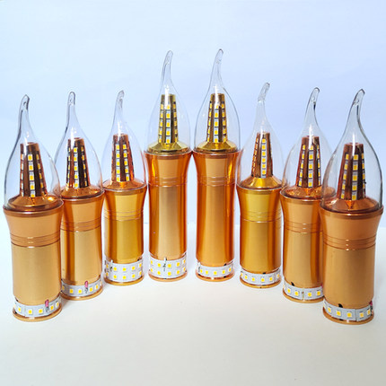 无频闪E14长管一体上下发光led拉尾水晶蜡烛玉石云石吊灯专用灯泡