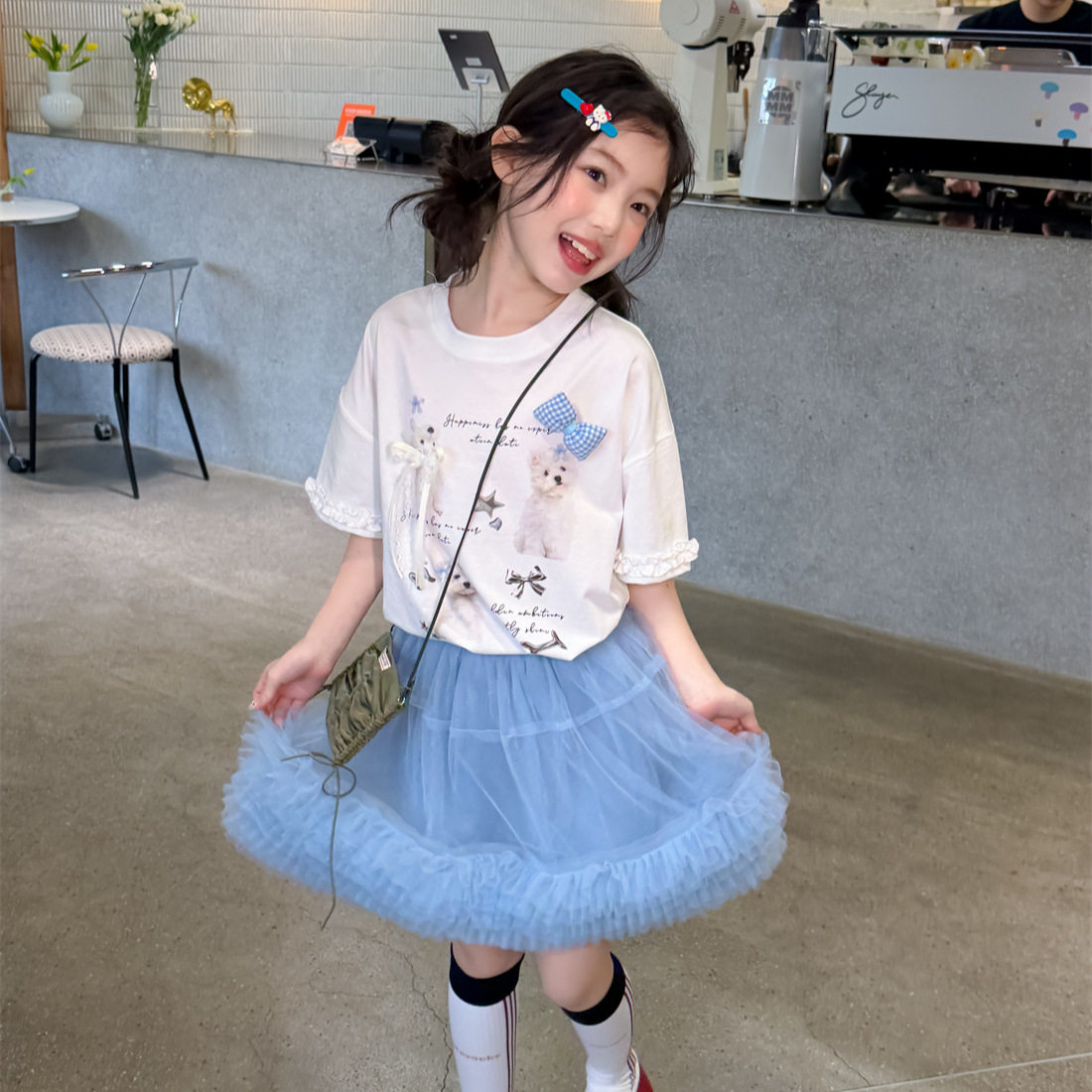 花与寻女童半身裙2026年夏季新款公主风韩系层叠网纱蓬蓬裙百搭潮