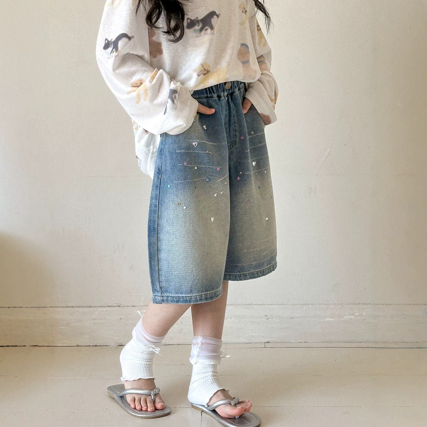小红鱼女大童烫钻牛仔短裤夏季薄款2026韩国童装女童夏季亲子裤子