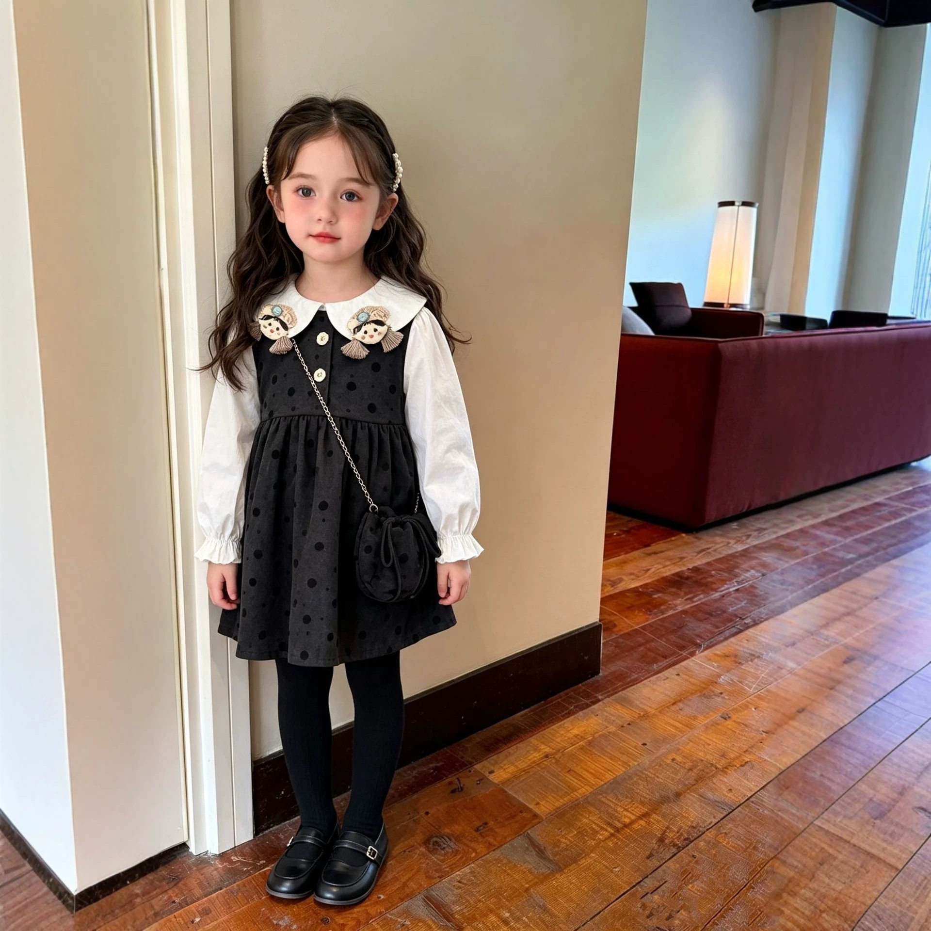 女童牛仔背带裙两件套秋季新款格子翻领衬衫套装儿童跨境外贸童装