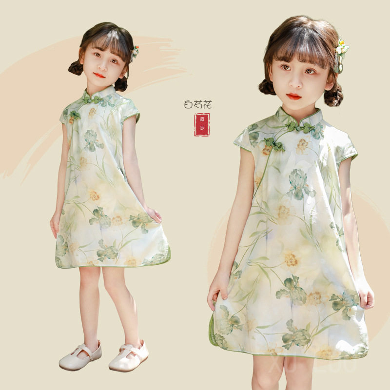 女童旗袍夏季2026新款复古改良连衣裙儿童汉服古风裙子夏款