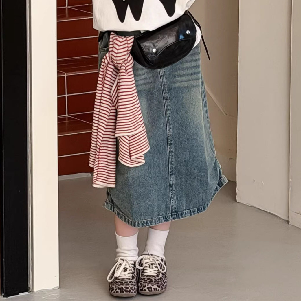 税后价童裙2026春季新款女童韩版中长裙女宝牛仔半身裙高腰a字裙