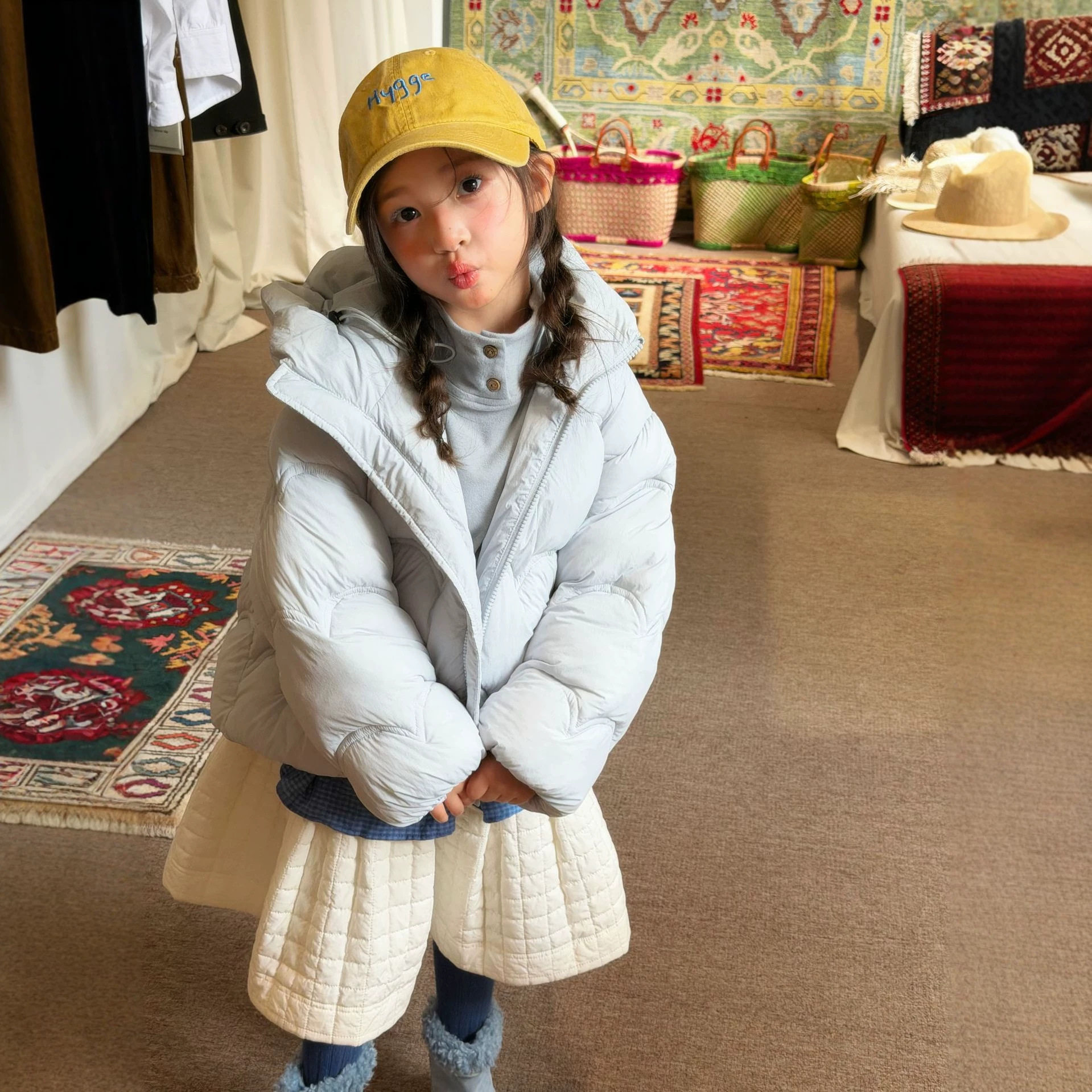女童冬季2026新款韩系甜美设计款花苞连帽棉衣儿童冬装件保暖外套