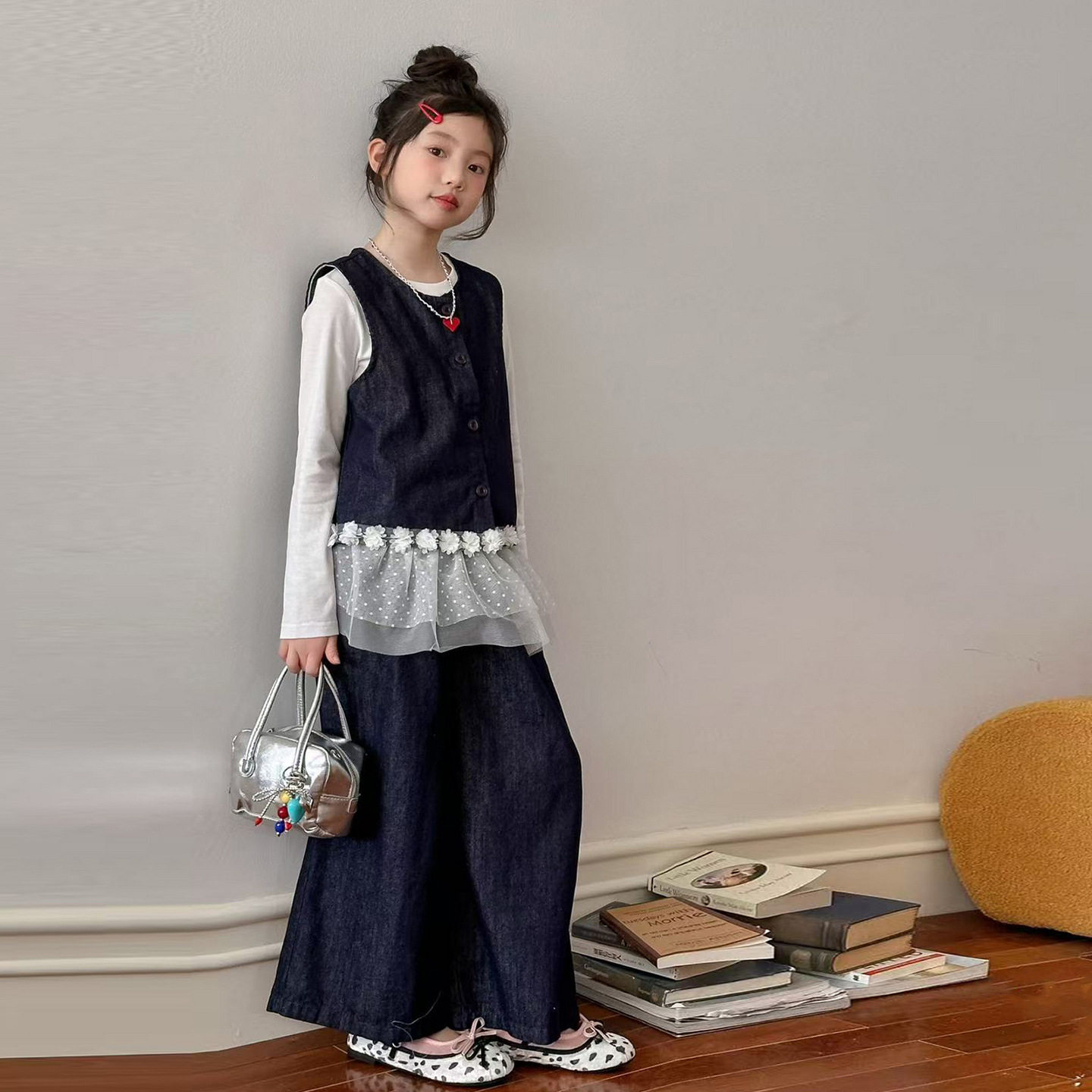 女童春装韩系高级感穿搭套装2026新款女大童洋气时髦春秋儿童衣服