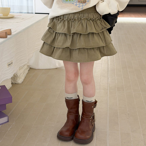 艾摩贝贝女童韩系裙子层次感甜美短裙儿童洋气百搭可爱蛋糕半身裙