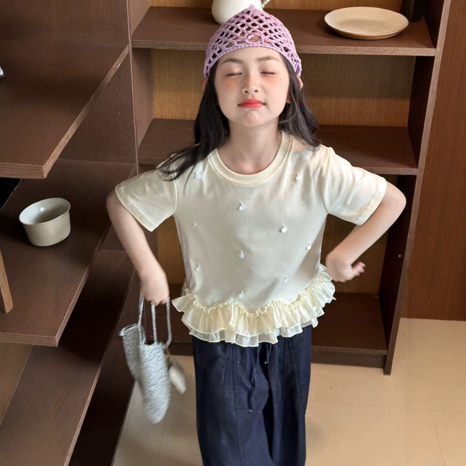 小红鱼女童短袖T恤夏装2026超火亲子装夏季薄款上衣宽松百搭体恤