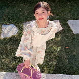 女大童韩版童装2026春季新款女童碎花连衣裙中童公主裙儿童甜美裙