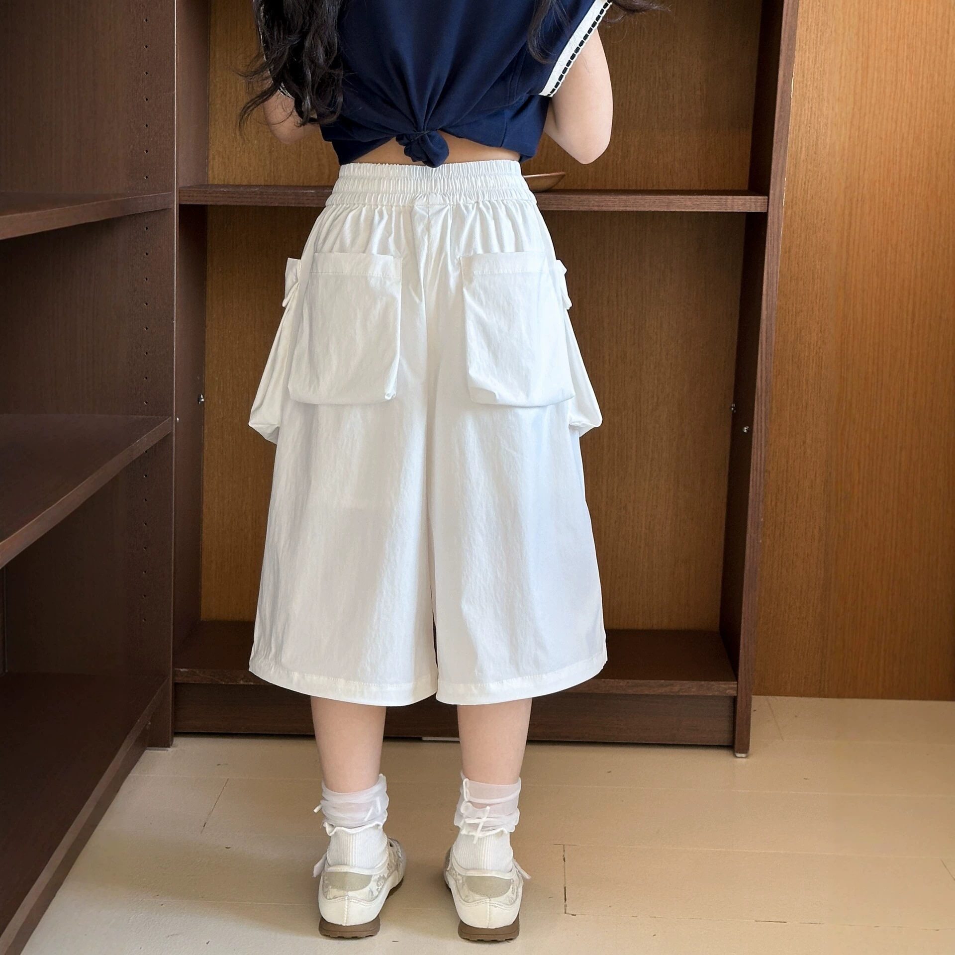 小红鱼女童工装裤夏季薄款2026新款亲子夏装七分裤初中生休闲裤子