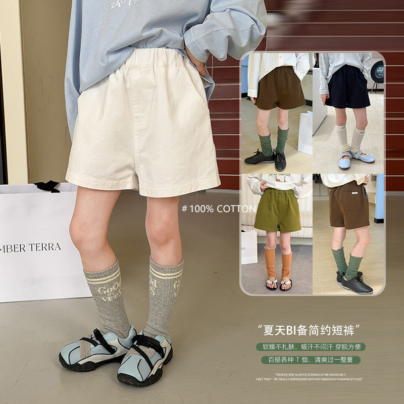 舒服透气贴标短裤女童春季新款2026韩系女大童春装时髦小女孩超火