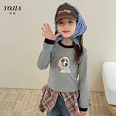 春秋款 小女孩长袖 2026新款 YOJIA儿童打底衫 韩版 修身 女童春装 上衣