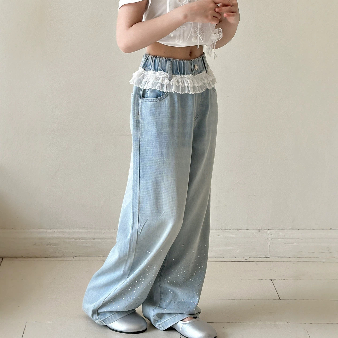 小红鱼女童冰丝软牛仔裤夏装2026新款夏季薄款裤子女孩亲子装长裤