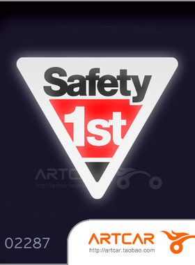 022 87 SAFETY 1ST 安全第一 汽车反光材质贴纸 彩色警示车贴
