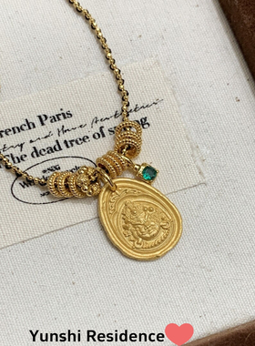 韵饰居~新中式民族风格古法黄财神吊坠 ins轻奢高级感 锁骨链