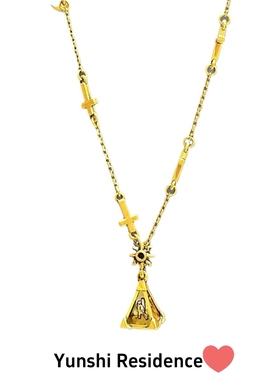韵饰居~平价上班族 复古立体十字架金字塔吊坠 轻奢小众设计项链
