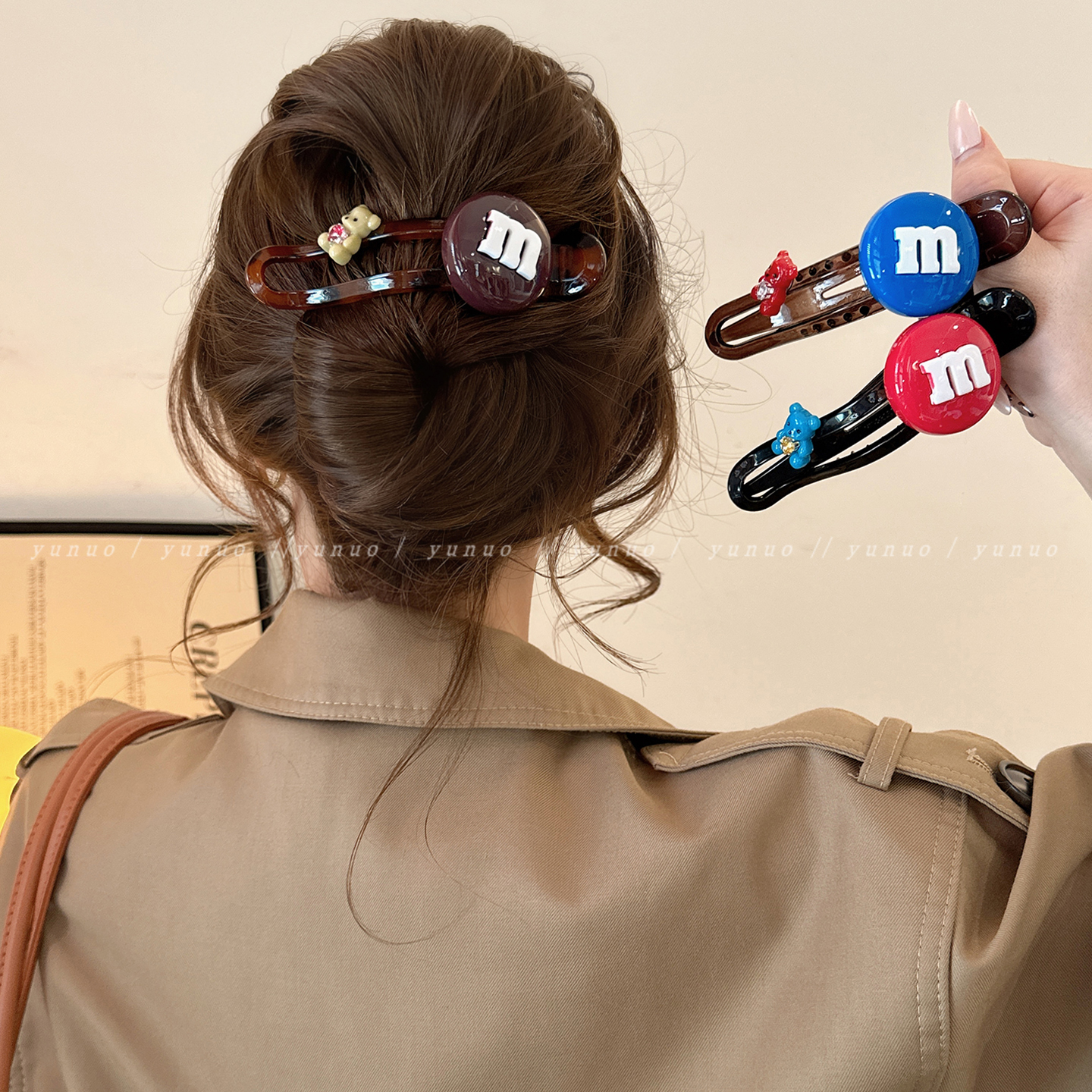 可爱m豆小众设计大号鸭嘴夹发夹