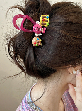 扁头救星~可爱m豆抓夹女2026新款高级感发夹后脑勺ins网红鲨鱼夹
