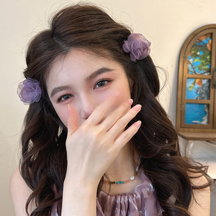 2个超仙花朵小发夹女2024新款 高端高级感抓夹可爱刘海夹子头饰夏