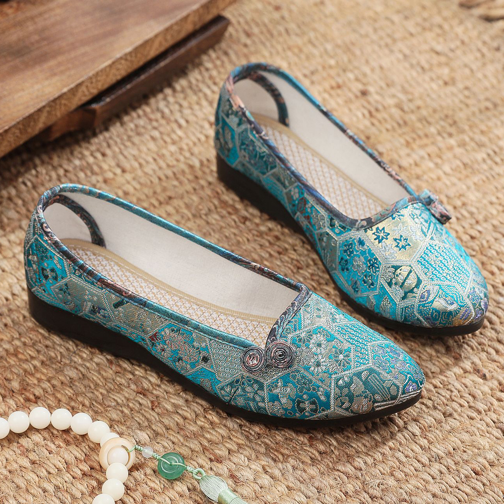 织锦时尚优雅绿色旗袍舞蹈搭配鞋