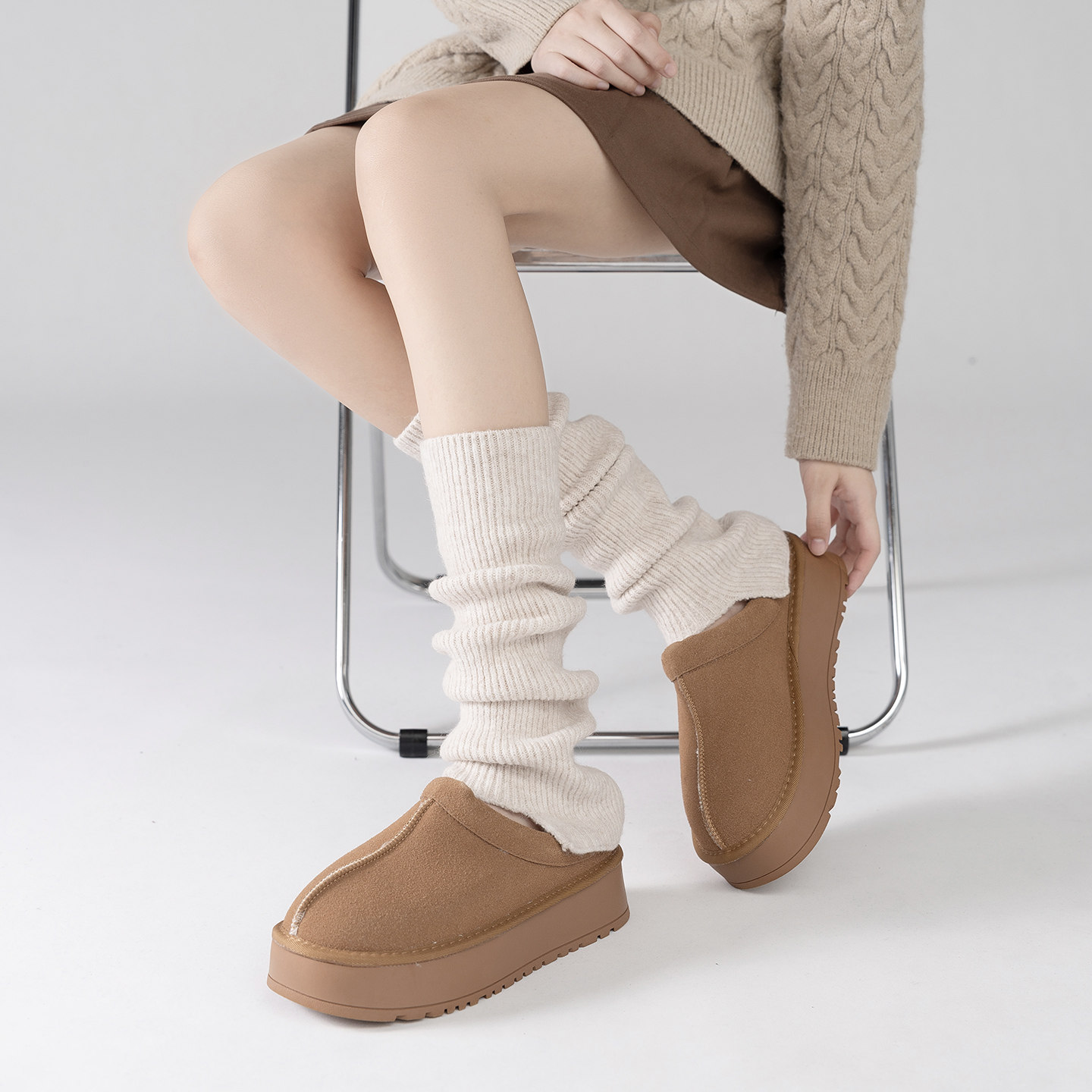 韩版秋冬新款羊毛袜套女纯色基础款前开口显瘦显腿直堆堆长袜ins,女士内衣/男士内衣/家居服,长筒袜,淘宝优惠券,粉丝福利购,淘宝优惠卷