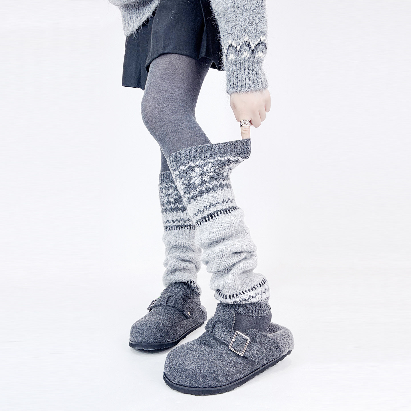 韩版秋冬季加厚保暖羊毛袜套女个性费尔岛雪花款小腿堆堆长袜ins,女士内衣/男士内衣/家居服,长筒袜,淘宝优惠券,粉丝福利购,淘宝优惠卷